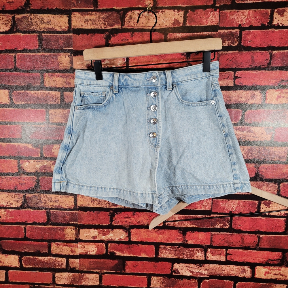 American Eagle Outfitters Sky Blue Button-Up Jean Shorts